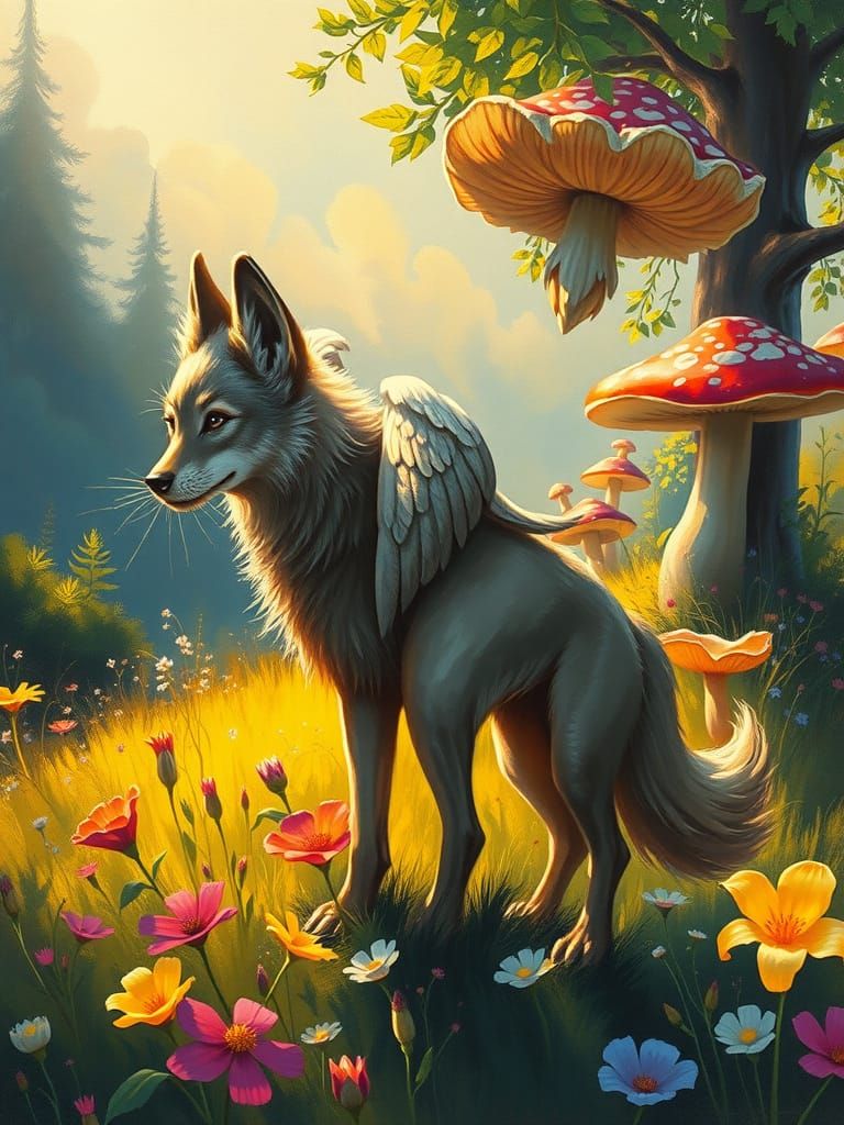 Enchanted Wonderland Wolf with Wings