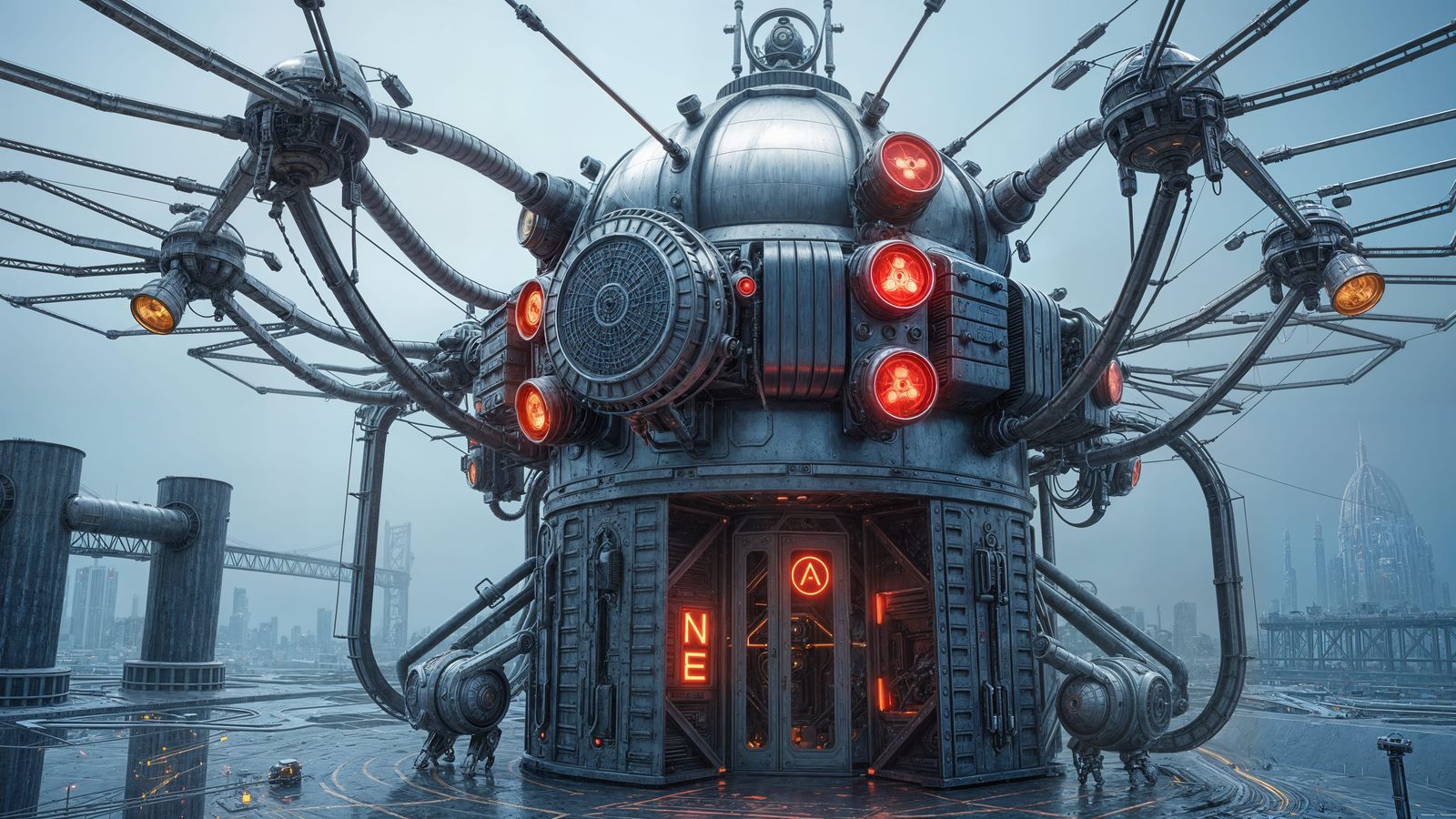 Emergency Psychic Protection Network Hub in Sci-Fi Style