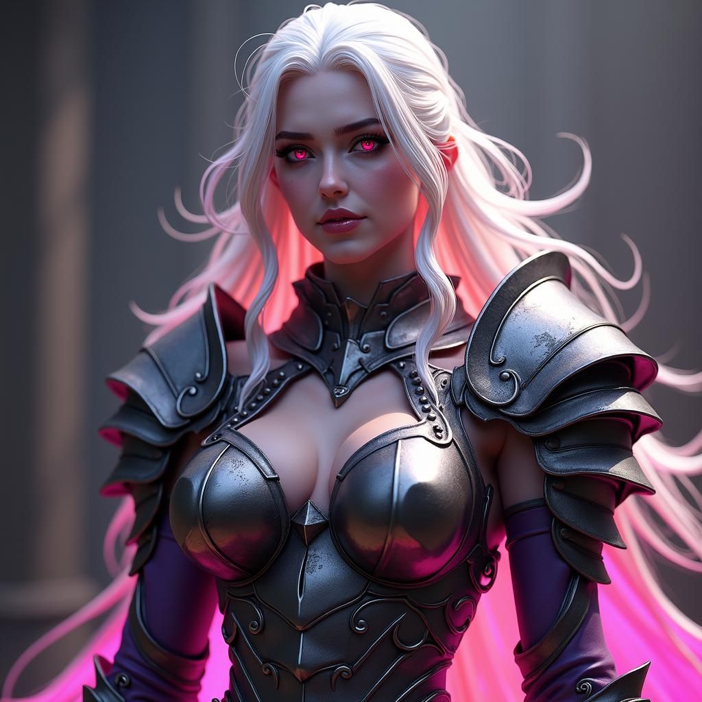 Dhampir Warrior in Iron Armor: Dark Fantasy Concept Art
