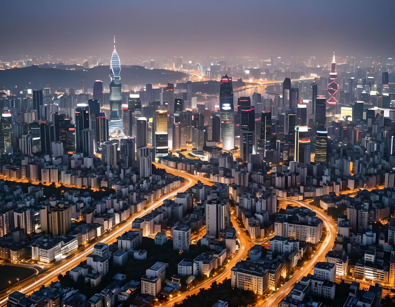 Futuristic Kyiv Skyline: South Korea-Inspired Cityscape