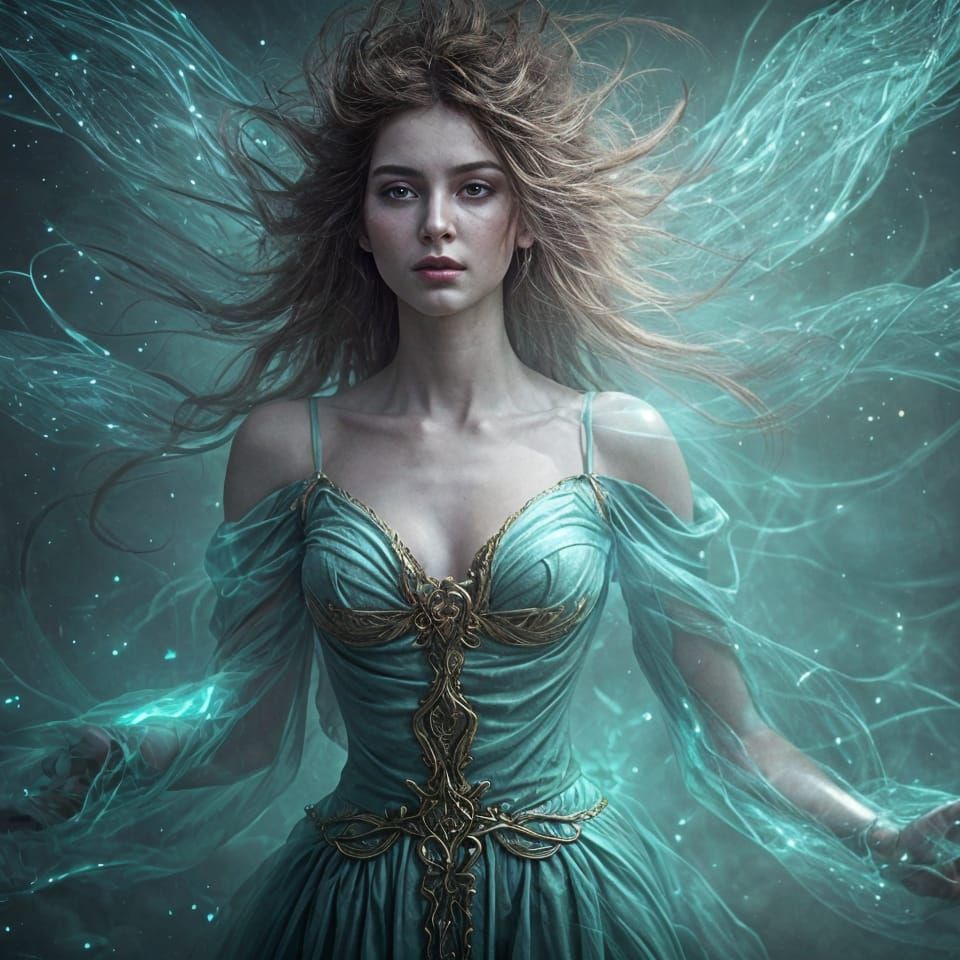 Mysterious Mage Casting Spell with Enchanting Energies