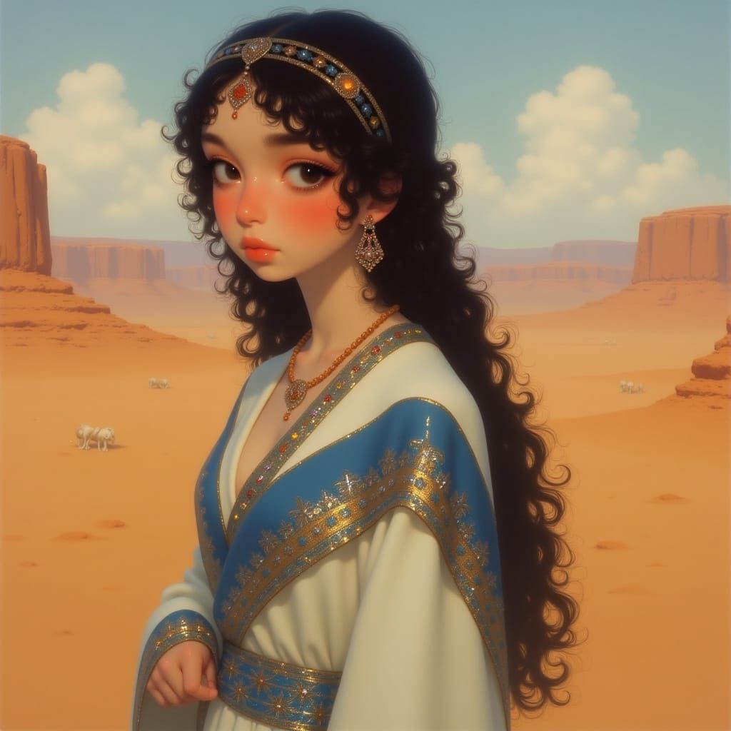 A Beautiful Biblical-Era Jewish Woman in Traditional Middle ...