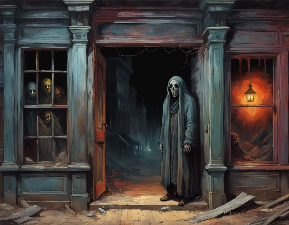 Ghost Town Portal: Souls Roam in Colorful Horror Painting