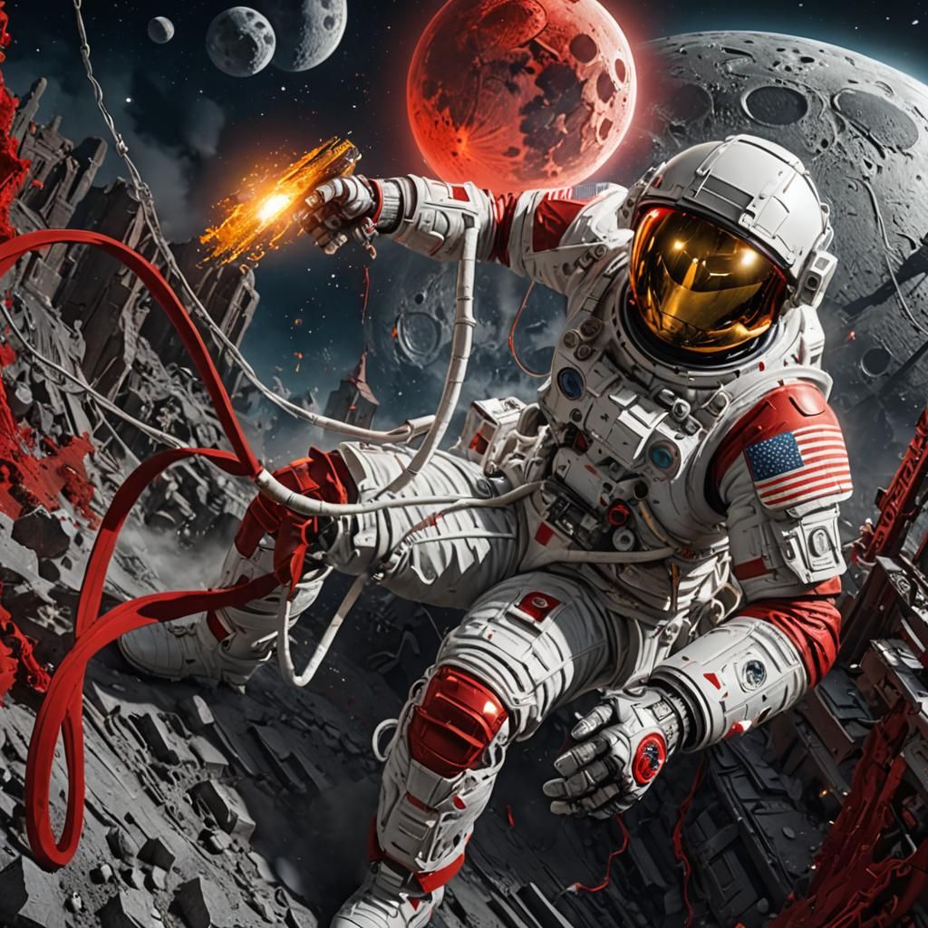 Moon Portrait in Renaissance Graffiti Sci-Fi Style