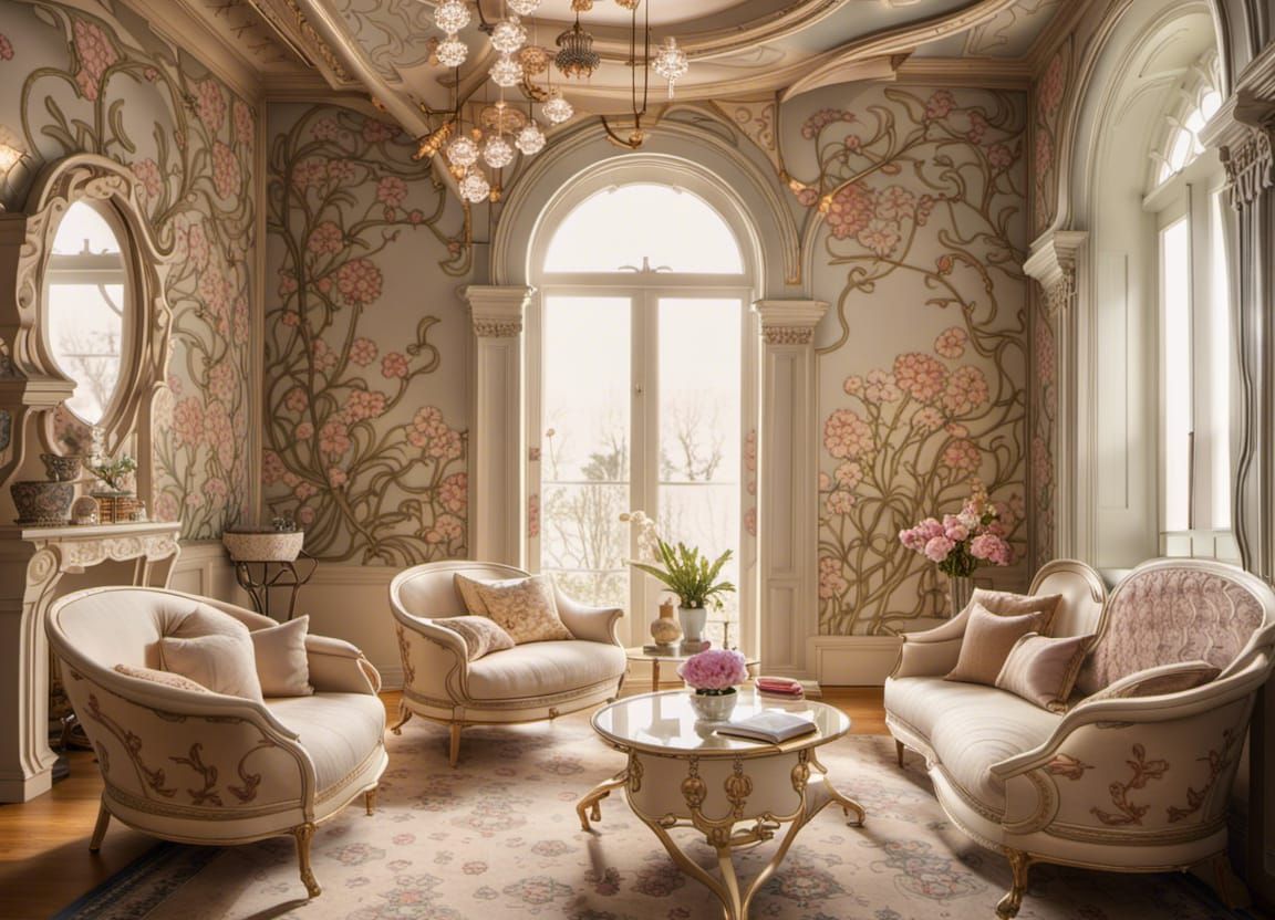Art Nouveau Room with Intricate Floral Design