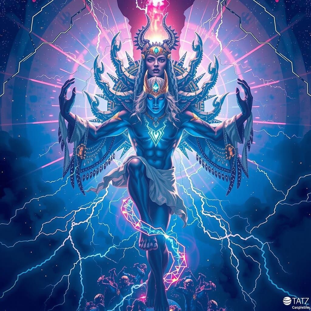 Majestic Celestial Masterpiece Pulsating with Neon Energy