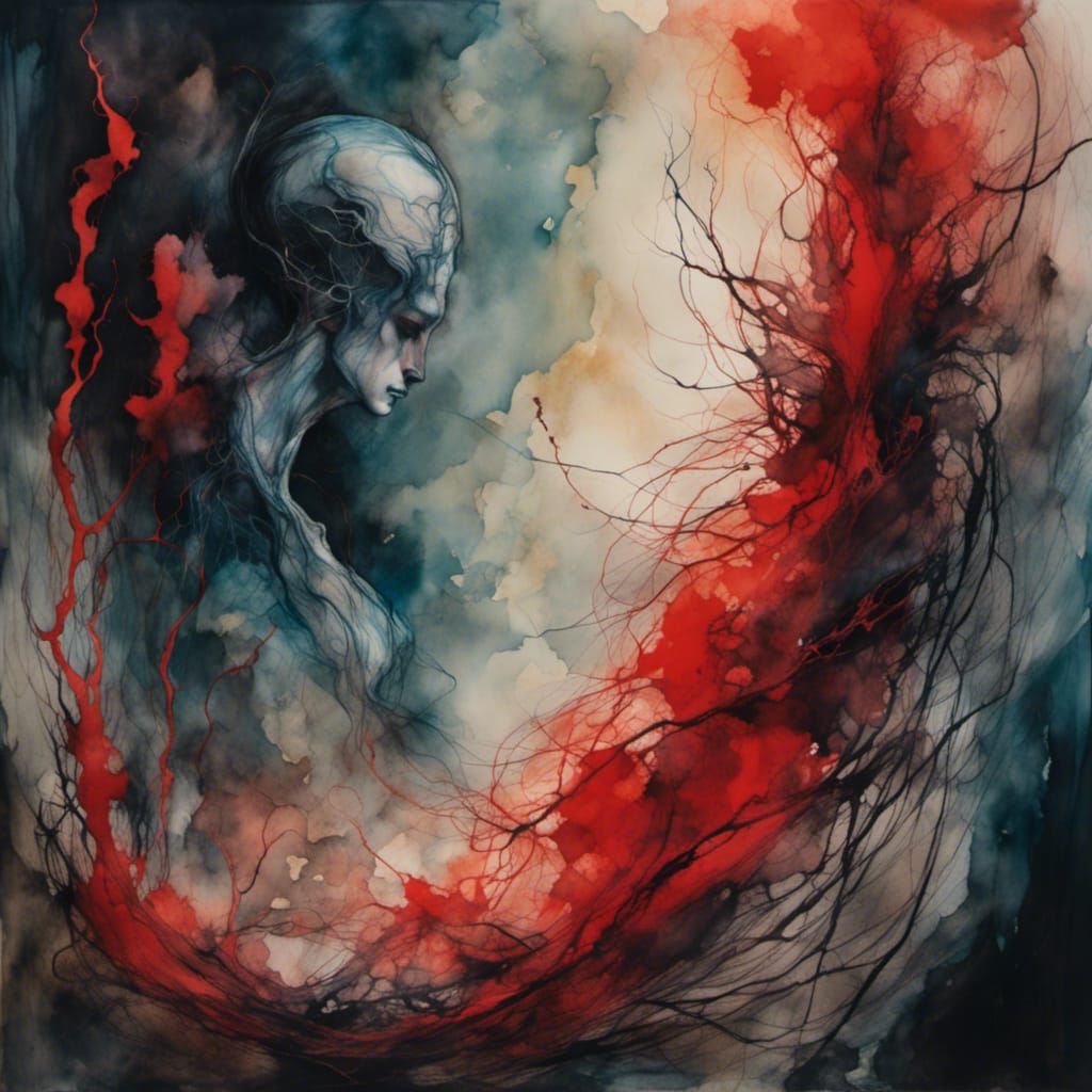 Surreal Shadow Creature in Dream Landscape