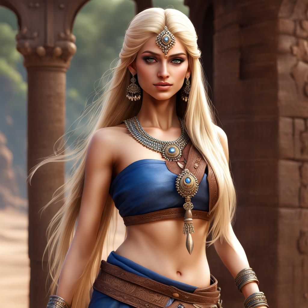 Realistic Warrior Girl in Ancient India