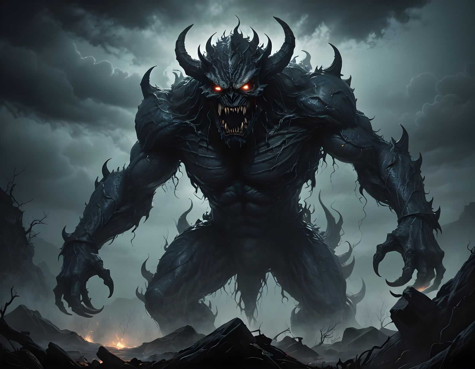 Surreal Beast Emerges from Midnight Fog