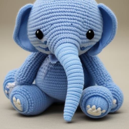 Cute Blue Yarn Elephant Plushie