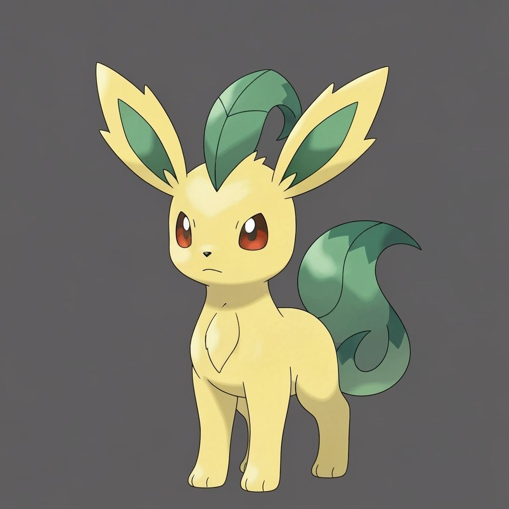 Leafeon Pokemon with Green-Tipped Ears