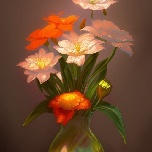 Lily of the Valley in Vase, Art Nouveau Style