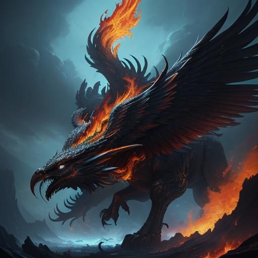 Majestic Phoenix Rising with Fiery Heart