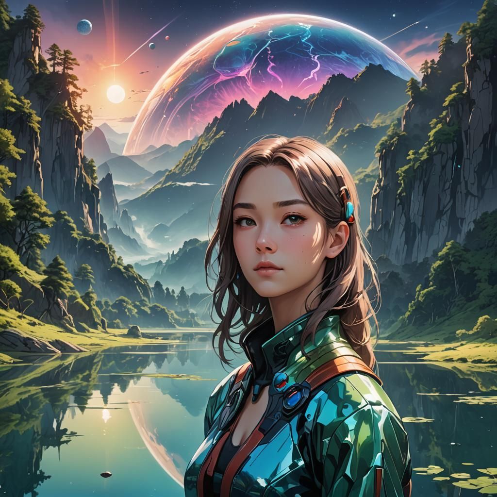 Futuristic Alien Beauty in Anime Style