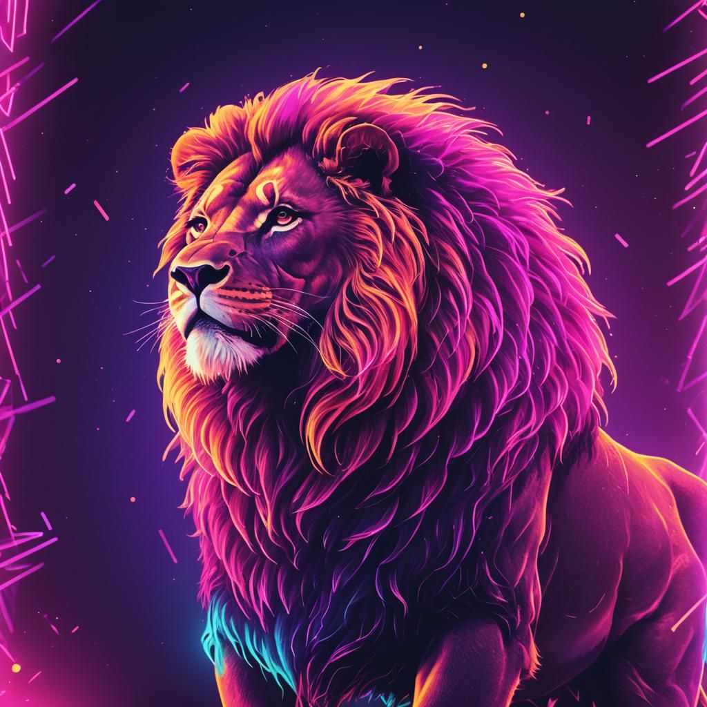 Synthwave Lion at the Disco