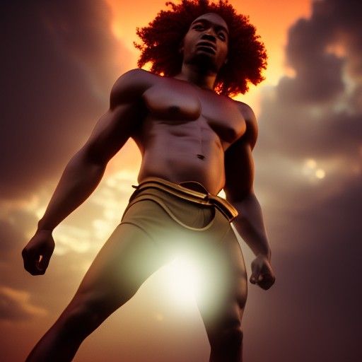 Powerful Black Man Portrait in Hyperrealistic CG Style