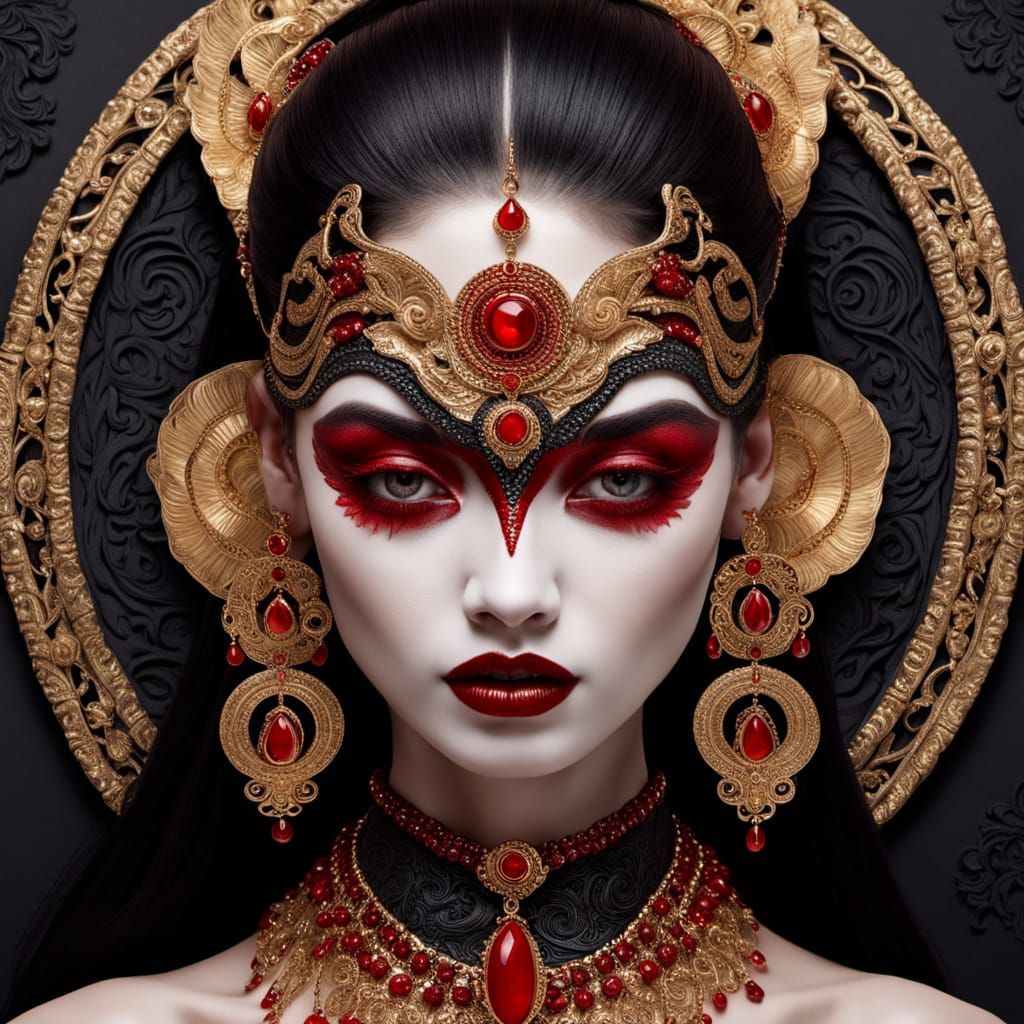 Enigmatic Figure Portrait with Intricate Face Paint