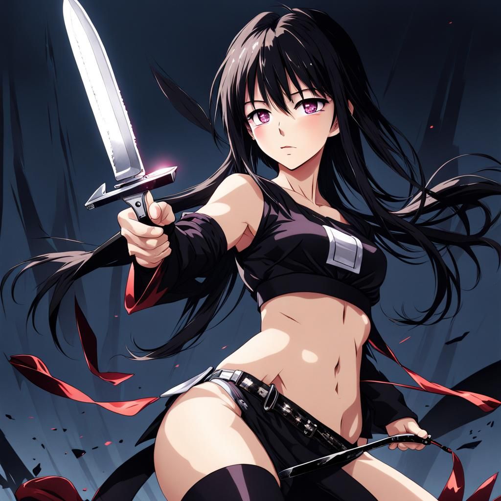 Anime Style: Woman Pierced with Knife