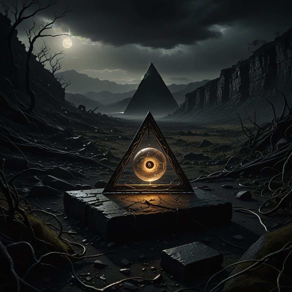 Dark Fantasy Still in Chiaroscuro Oil Painting Style