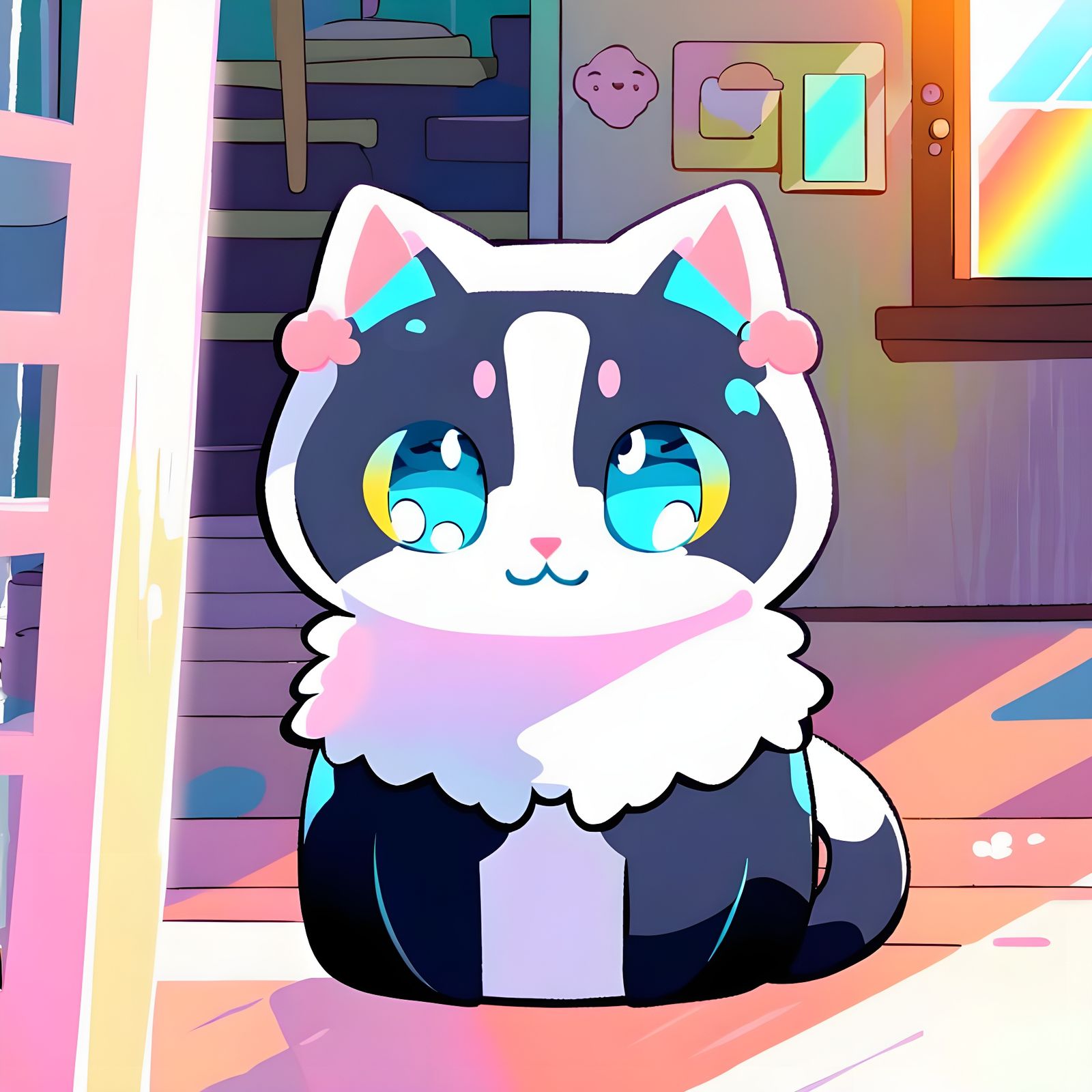 Kawaii Chibi Kitty in Cozy Sunlight