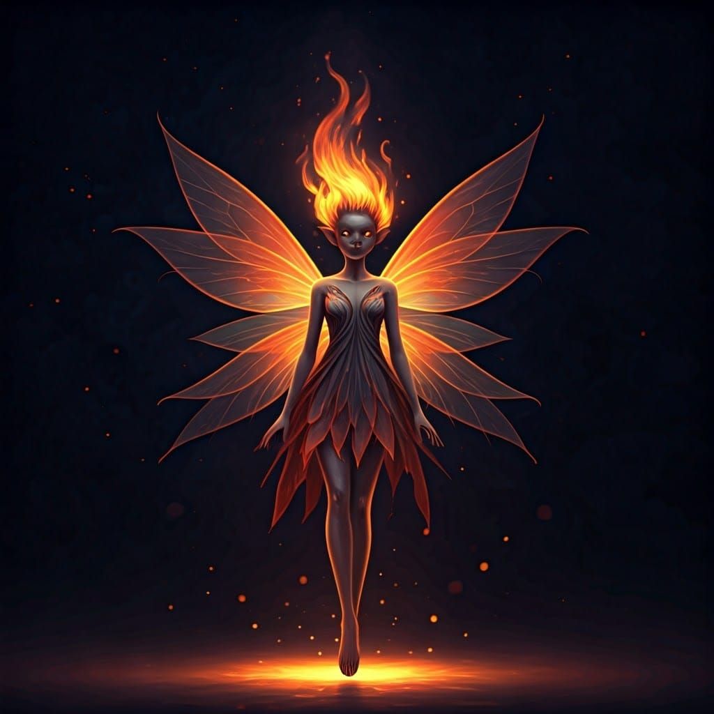 Ethereal Fire Fairy in Dreamy Mystical Style