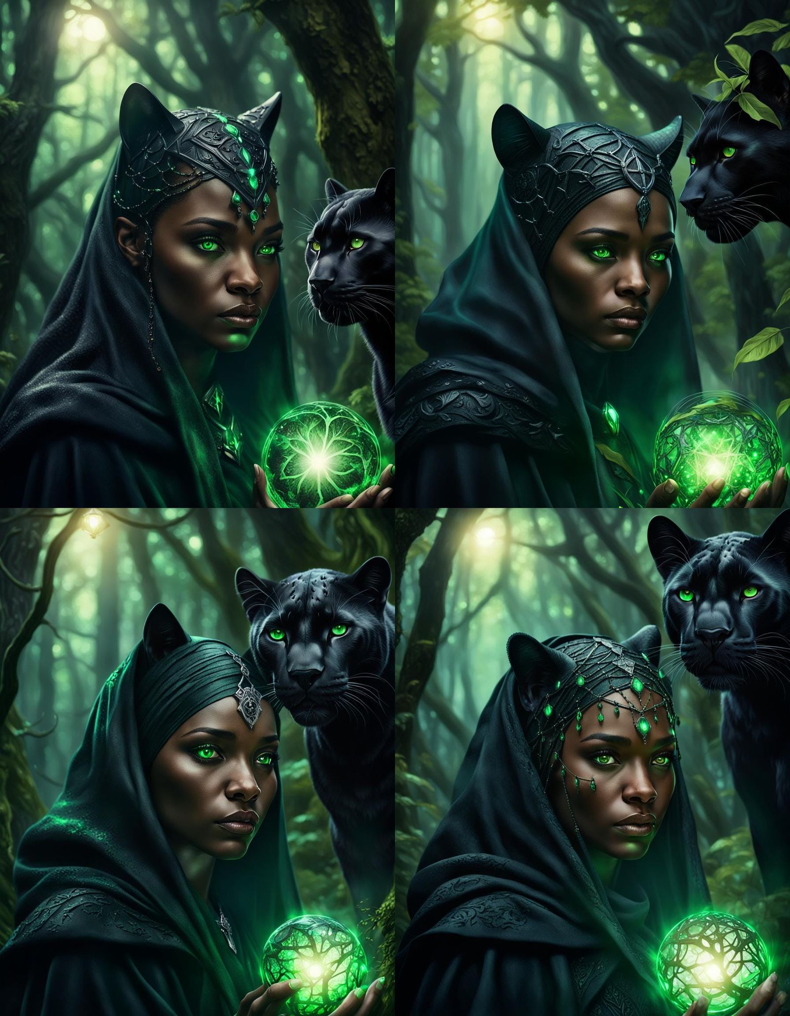 Mystical Witch Summoning Magic in Dark Fantasy Portrait