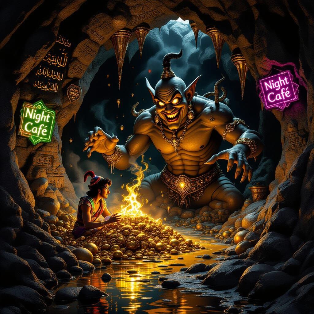 Aladdin in Grotesque Treasure Cave: Cinematic Horror