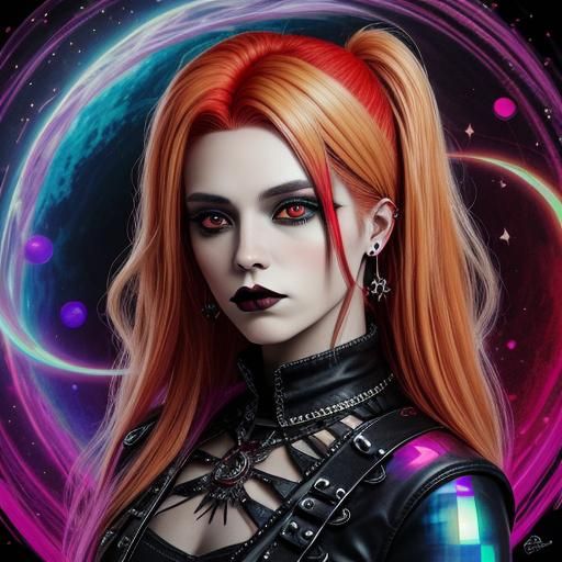 Gothic Rocker: Holographic Astral Cosmic Illustration