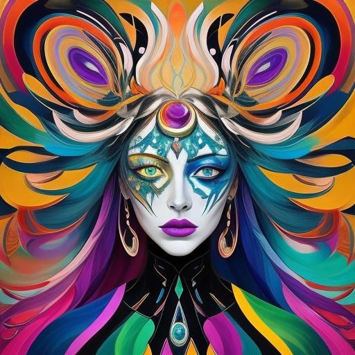 Abstract Portrait of Woman with Metallic Skin