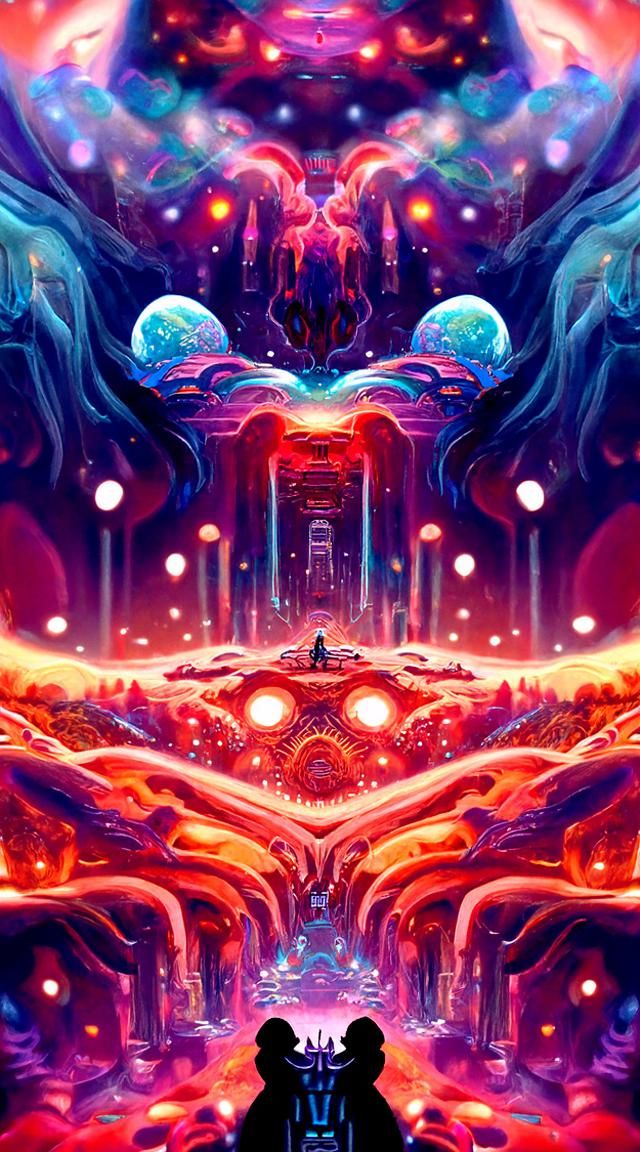 Dreamlike Cosmic Crystal Landscape in Expressionist Style