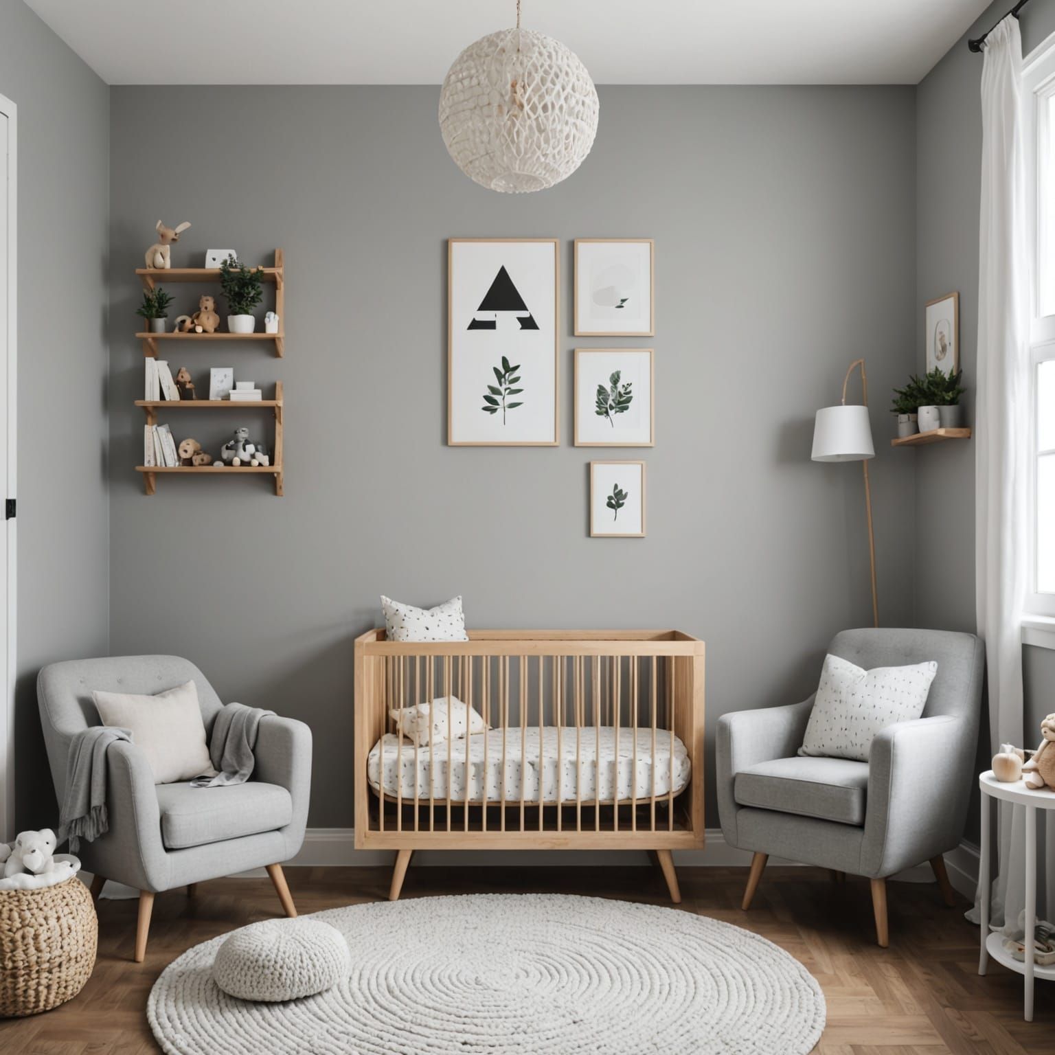 Soothing Modern Nursery in Monochromatic Hues