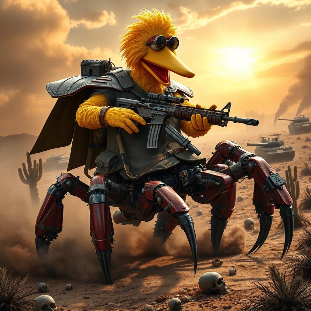 Battle-Hardened Bird in Steampunk Mech