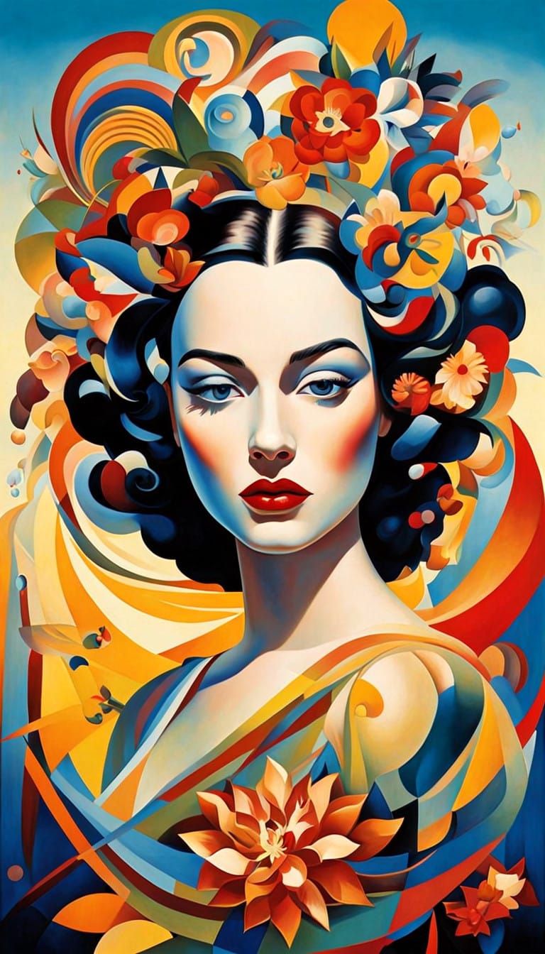 Woman in Vibrant Garden Wonderland