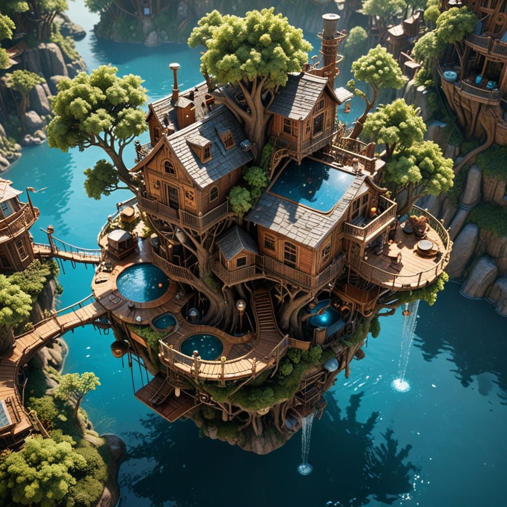 Steampunk Treehouse City on Organic Motherboard