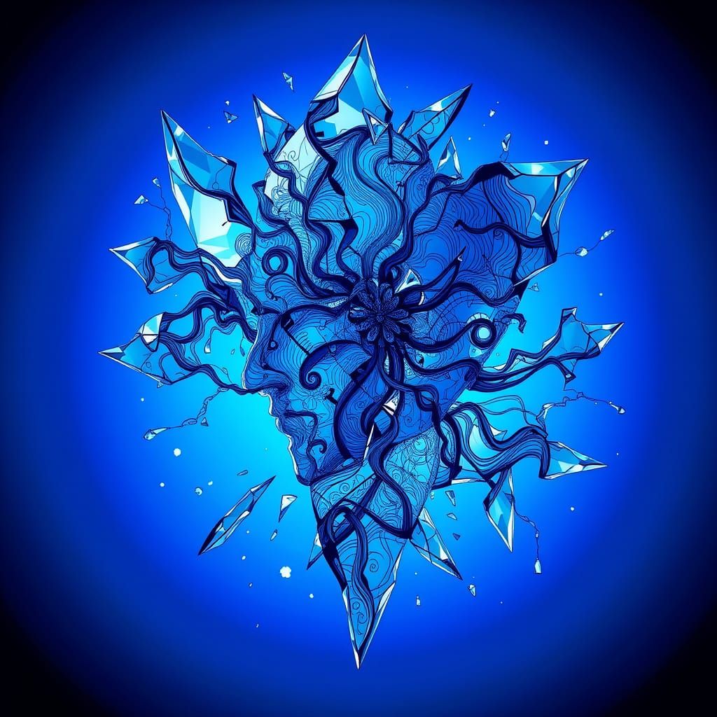 Fractured Psyche in Electric Blue Aura