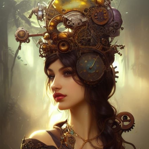 Steampunk Jungle Princess Portrait in 8K Resolution