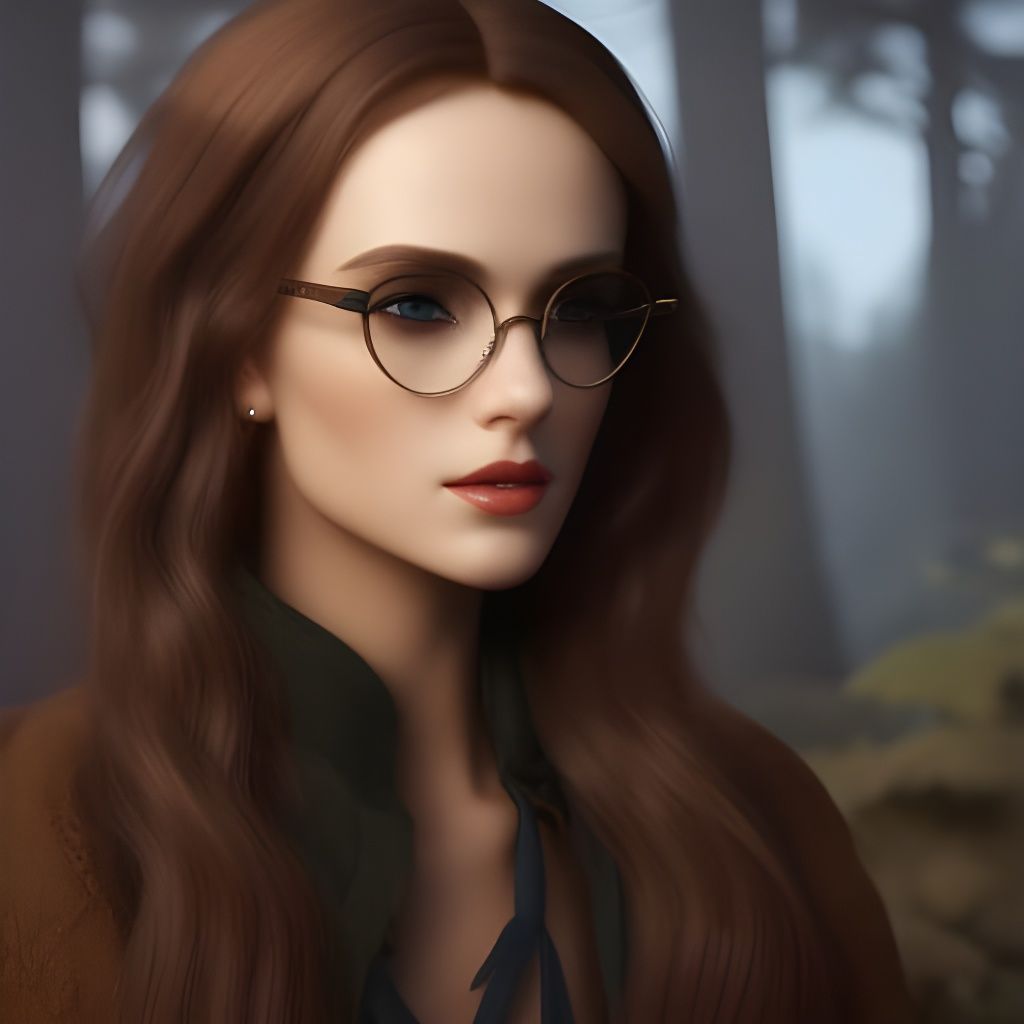 Beautiful Elf Woman Portrait in Art Nouveau Style