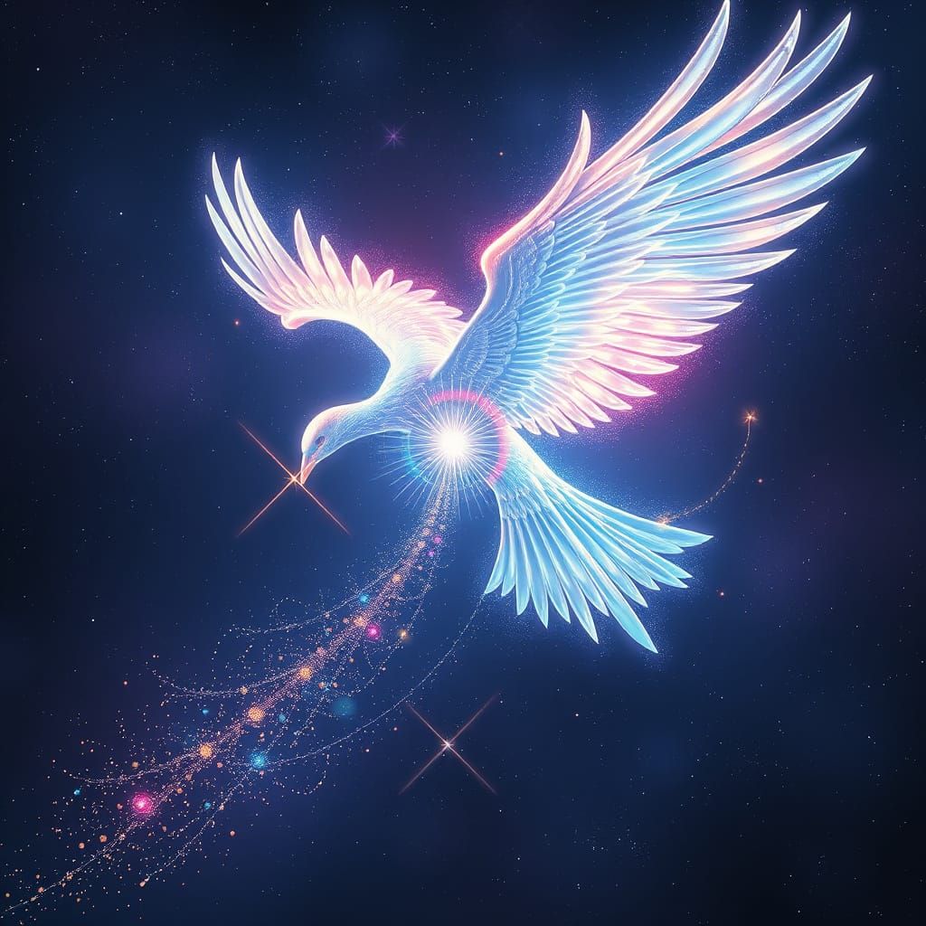 Spirit Bird Soars Through Cosmic Vortex in Vibrational Frequ...