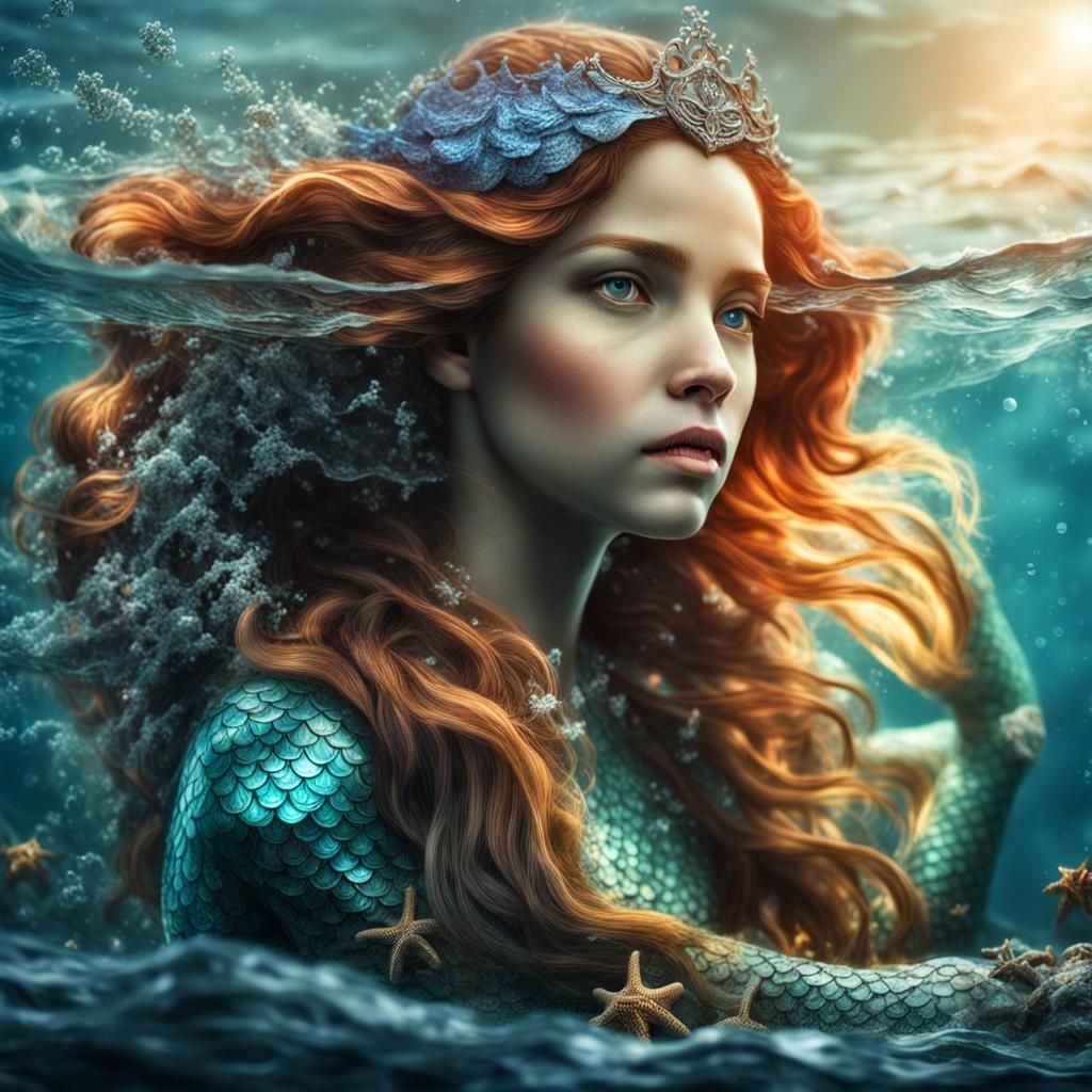 Hyperrealistic Mermaid in a Moody Sea