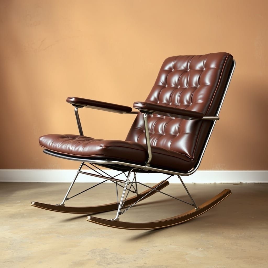 Vintage Industrial Rocking Chair in Art Deco Style