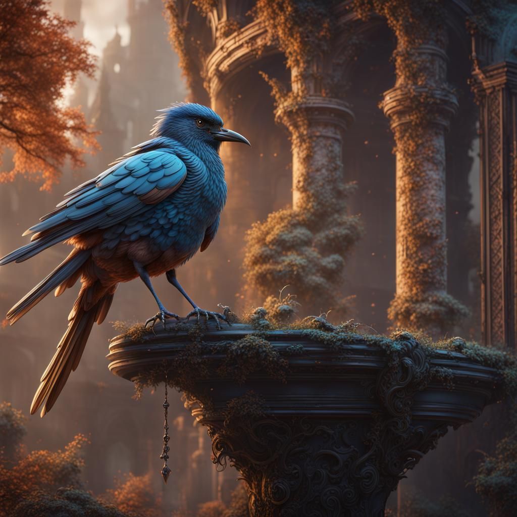 Fantastical Bird in Detailed Matte Painting
