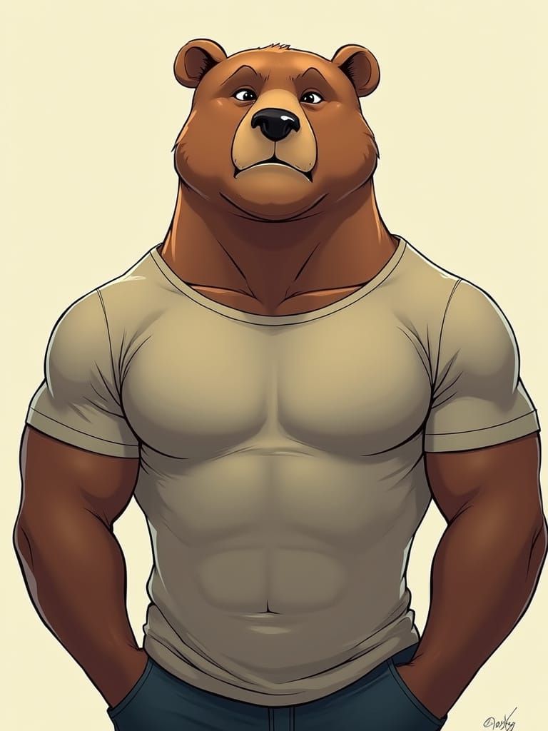 Comforting Gay Bear Portrait in Comic Book Style
