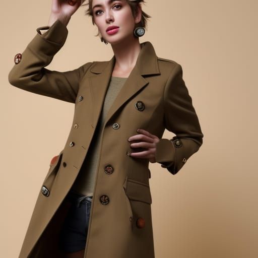 Woman in Futuristic Military Coat