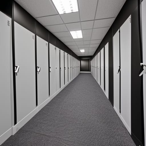 Gray and Black Locker Room Interior