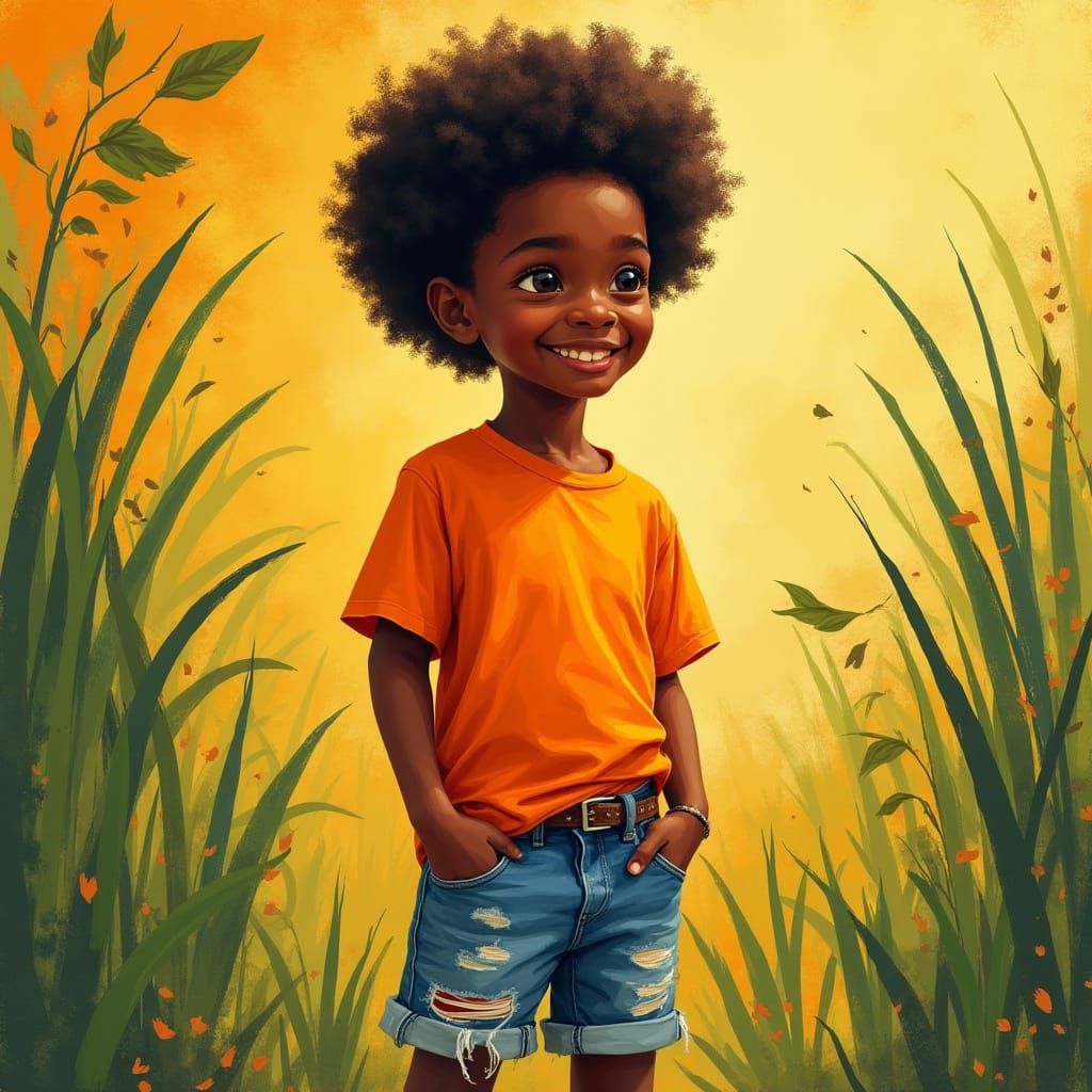 Vibrant Boy in Colorful Summer Setting