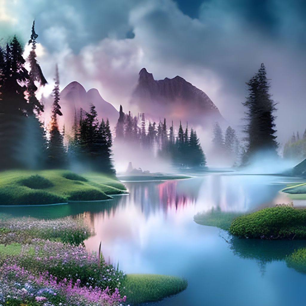 Ethereal Wildflower Swamp in Detailed Matte Painting