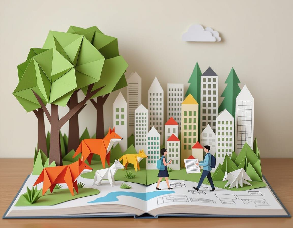 Origami Forest and Pop-Up City in Paper Art