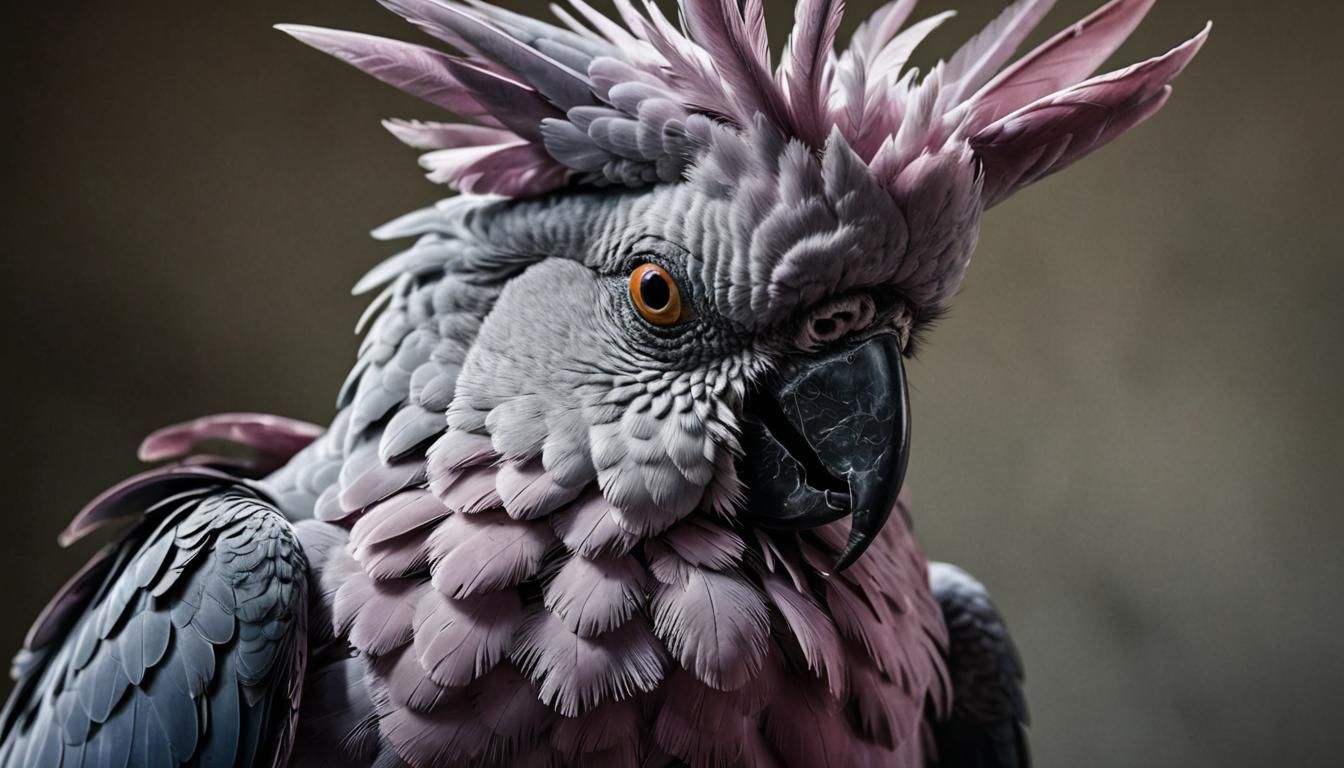 Purple Cockatoo Preening: Close-Up Bird Portrait