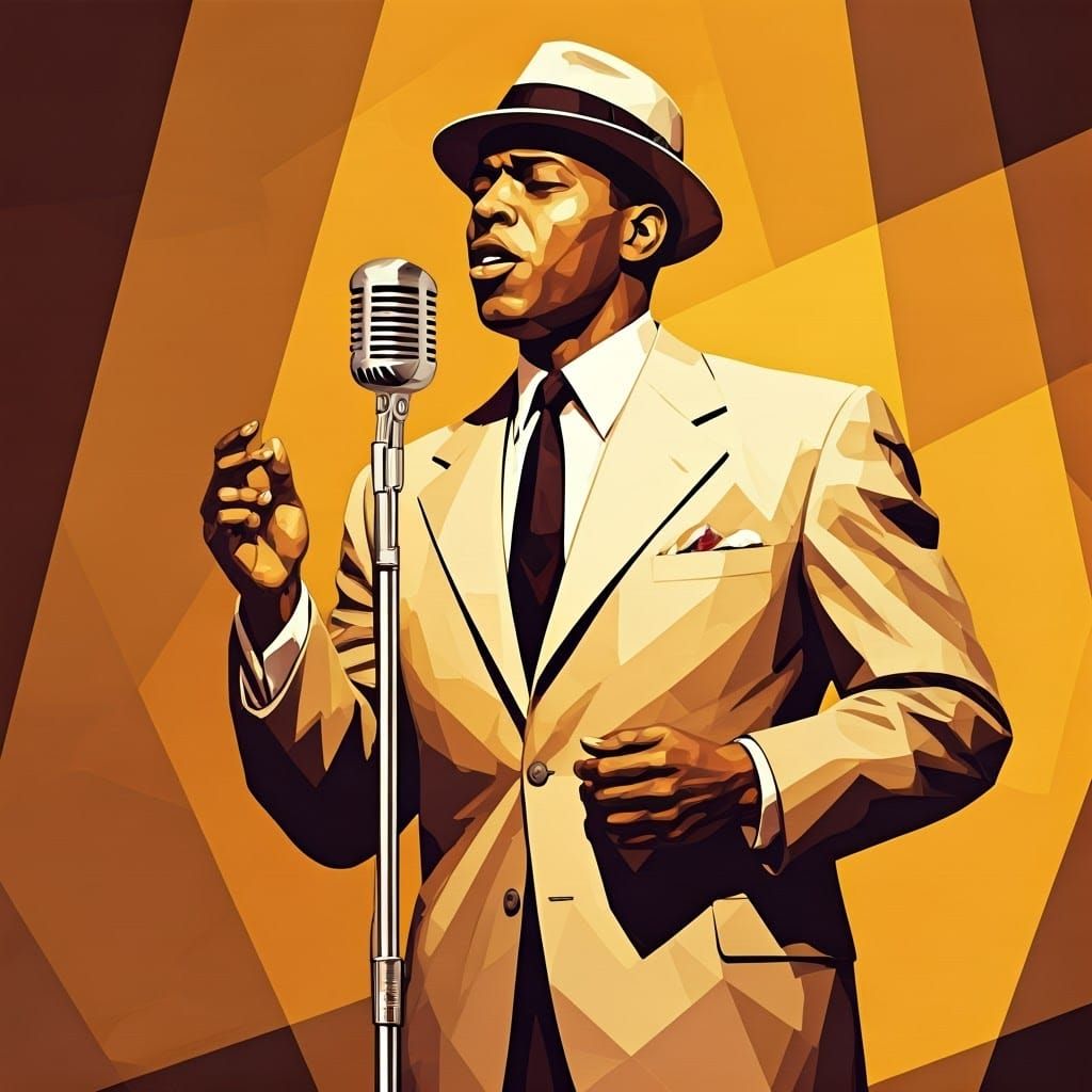 Vibrant Cubist Portrait of a 50s Jazz Singer