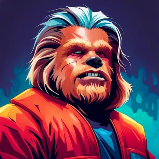 Chewbacca in Puffer Jacket: Hyperdetailed Art Portrait